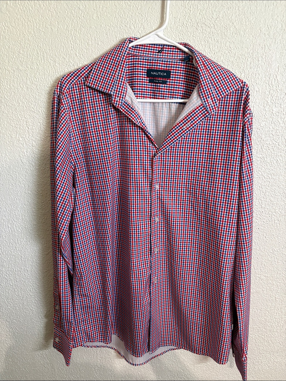 Nautica Red & Blue Micro-Check Button-Down Shirt - Worn Once